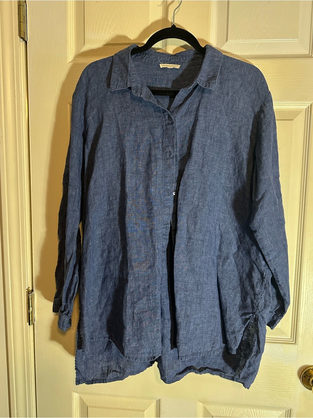 Eileen Fisher Blue Linen Button-Down Shirt